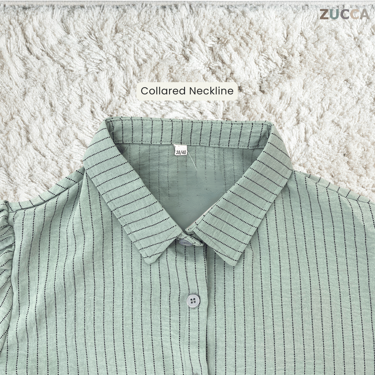 ZUCCA ELINA CASUAL STRIPE MODEST BLOUSE-GC027(KK8819)