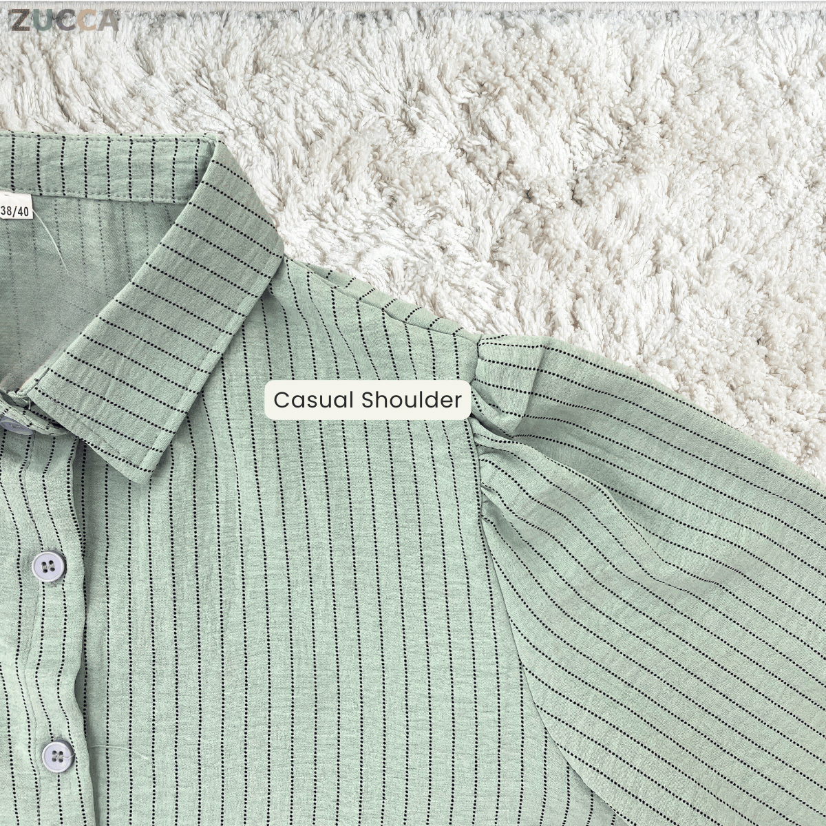 ZUCCA ELINA CASUAL STRIPE MODEST BLOUSE-GC027(KK8819)