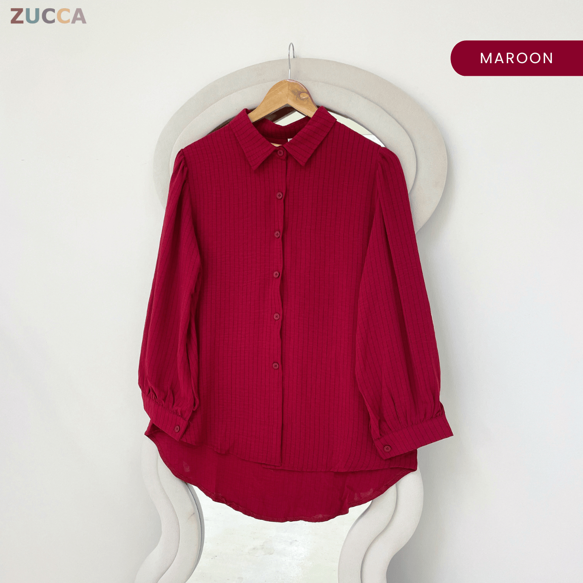 ZUCCA ELINA CASUAL STRIPE MODEST BLOUSE-GC027(KK8819)