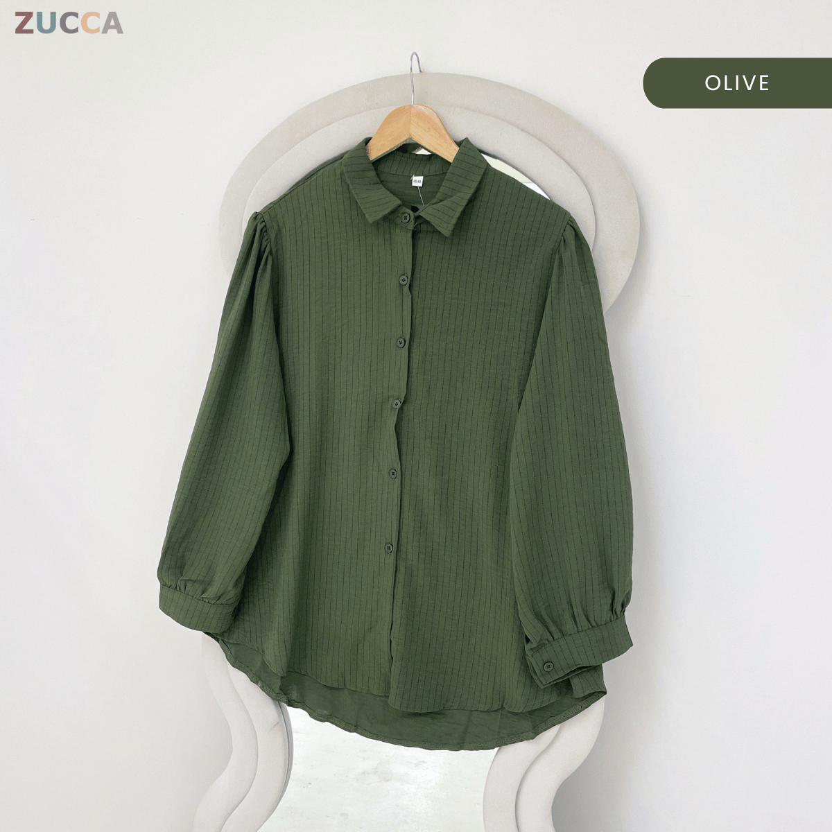 ZUCCA ELINA CASUAL STRIPE MODEST BLOUSE-GC027(KK8819)