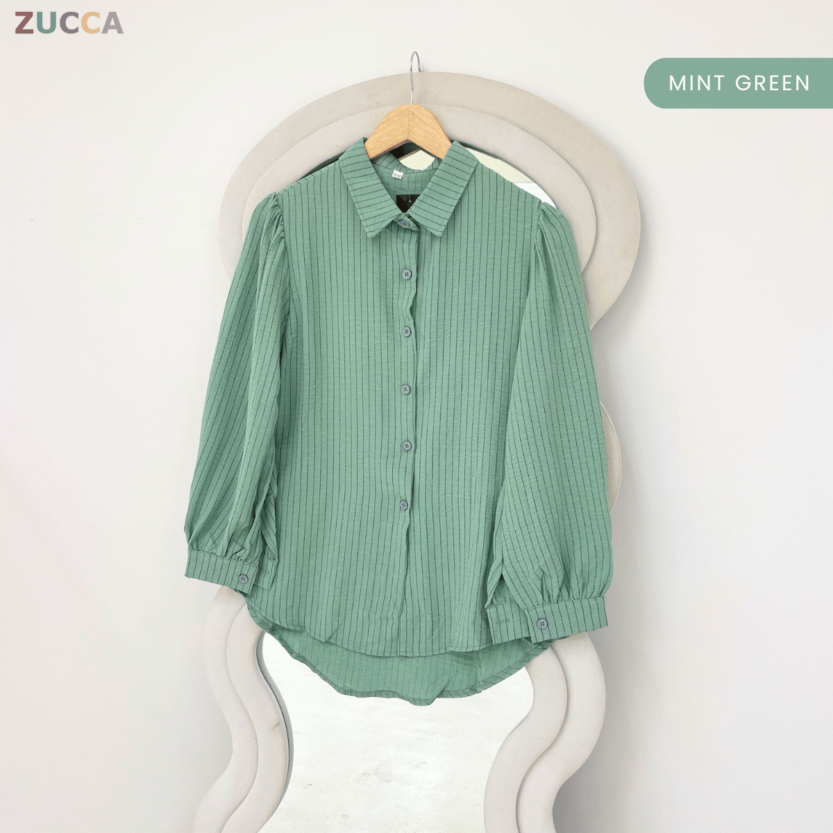 ZUCCA ELINA CASUAL STRIPE MODEST BLOUSE-GC027(KK8819)