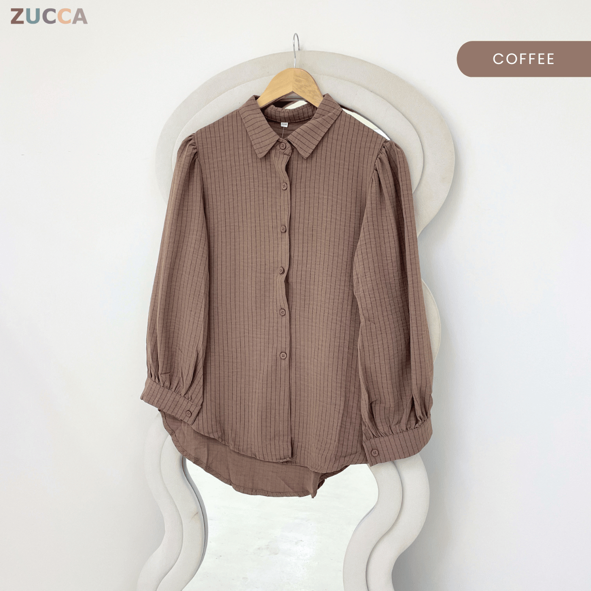 ZUCCA ELINA CASUAL STRIPE MODEST BLOUSE-GC027(KK8819)