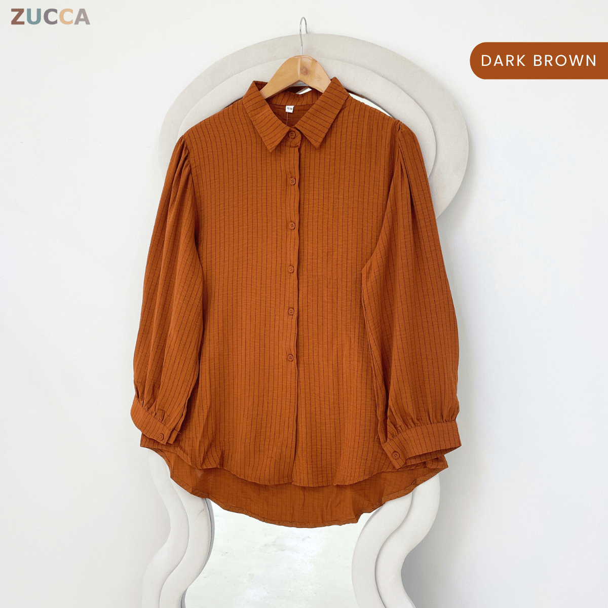 ZUCCA ELINA CASUAL STRIPE MODEST BLOUSE-GC027(KK8819)