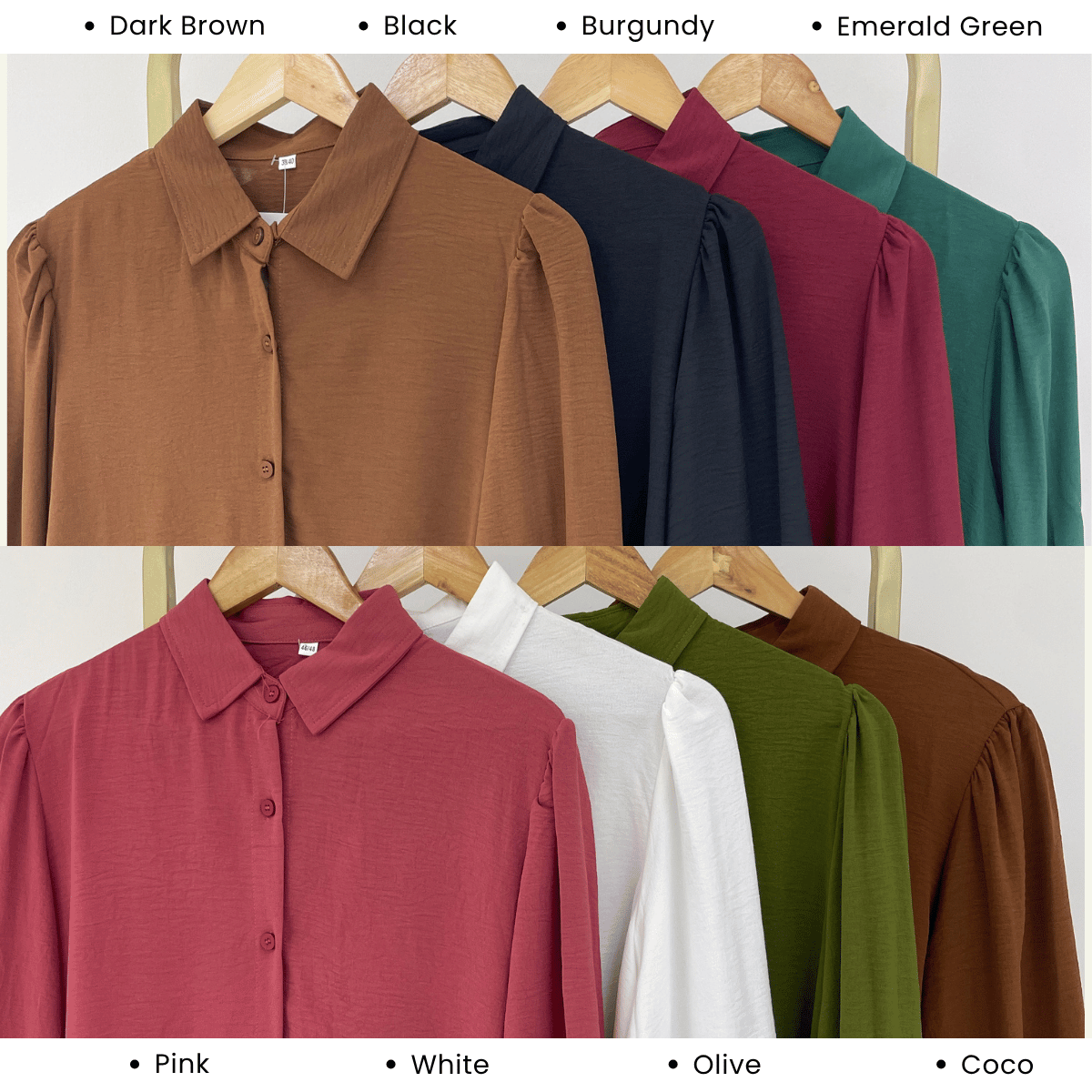 ZUCCA HALINA MODEST PLAIN BLOUSE-GC028(KS408-12B)