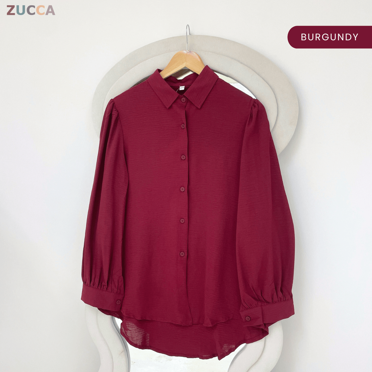 ZUCCA HALINA MODEST PLAIN BLOUSE-GC028(KS408-12B)