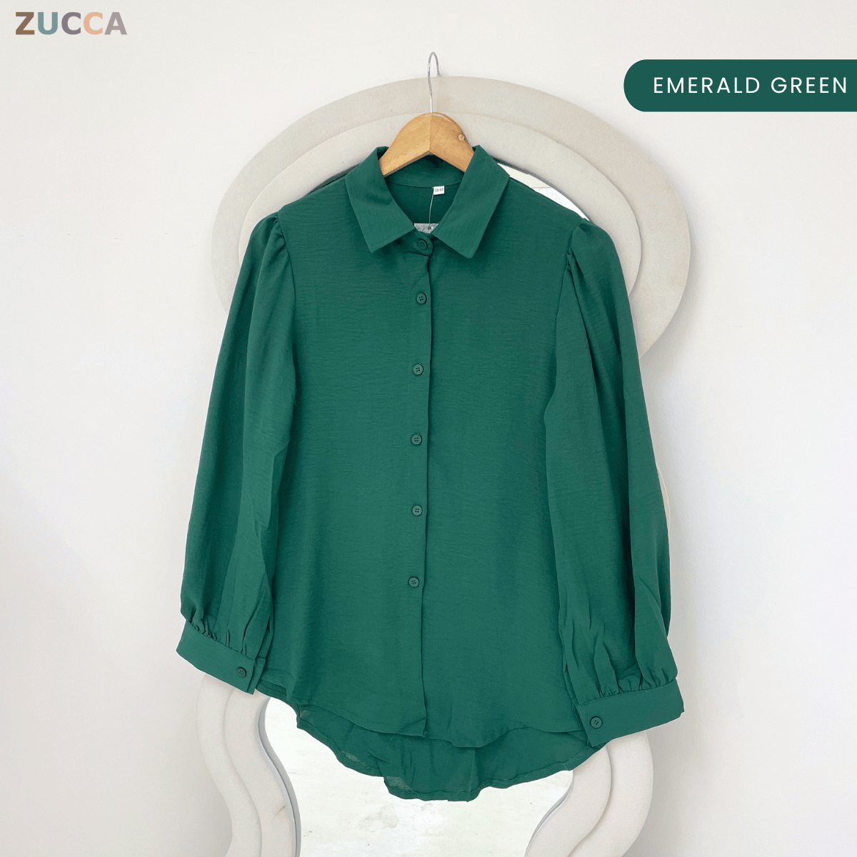 ZUCCA HALINA MODEST PLAIN BLOUSE-GC028(KS408-12B)