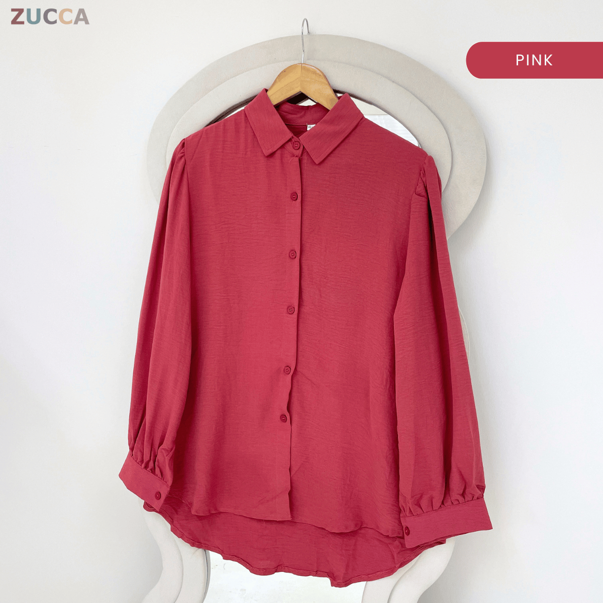 ZUCCA HALINA MODEST PLAIN BLOUSE-GC028(KS408-12B)