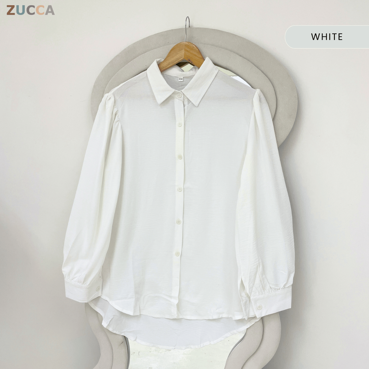 ZUCCA HALINA MODEST PLAIN BLOUSE-GC028(KS408-12B)