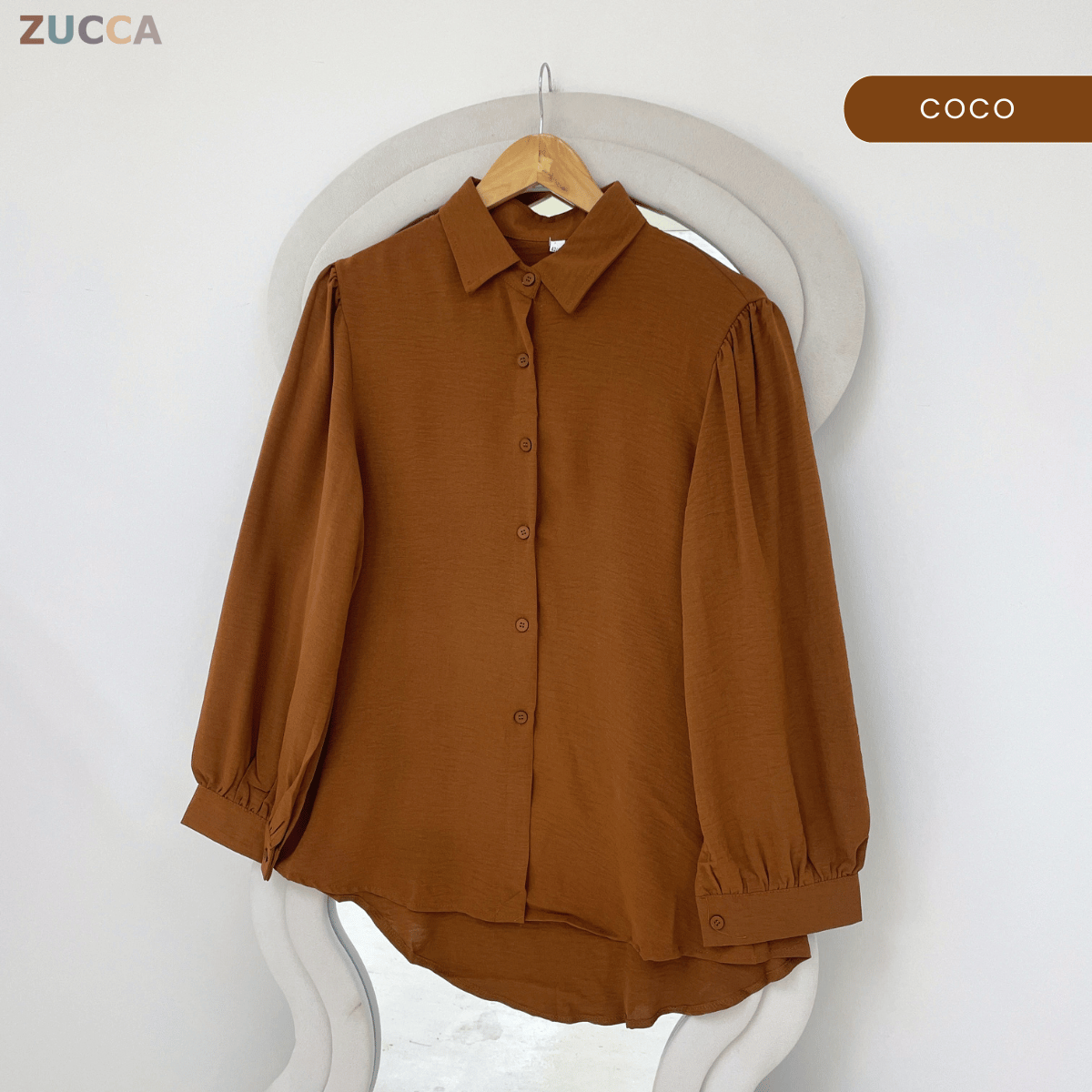 ZUCCA HALINA MODEST PLAIN BLOUSE-GC028(KS408-12B)