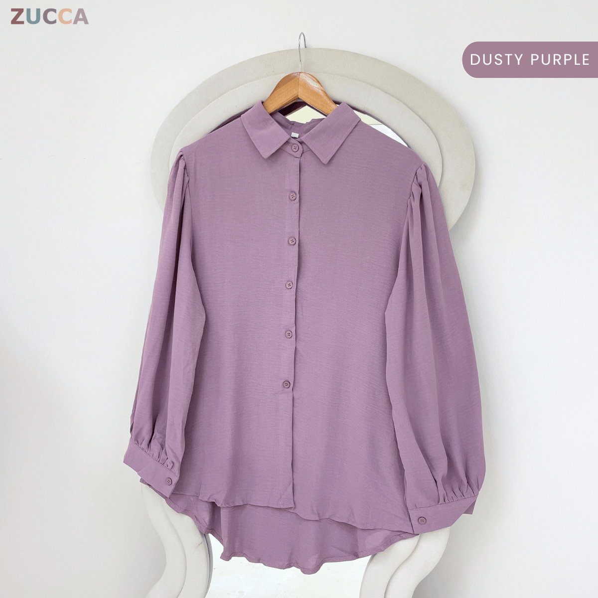 ZUCCA AYUNI COLLARED TEXTURED LONG SLEEVE BLOUSE-GC030(KS408-20B)