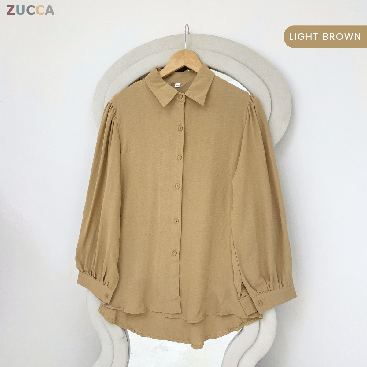 ZUCCA AYUNI COLLARED TEXTURED LONG SLEEVE BLOUSE-GC030(KS408-20B)