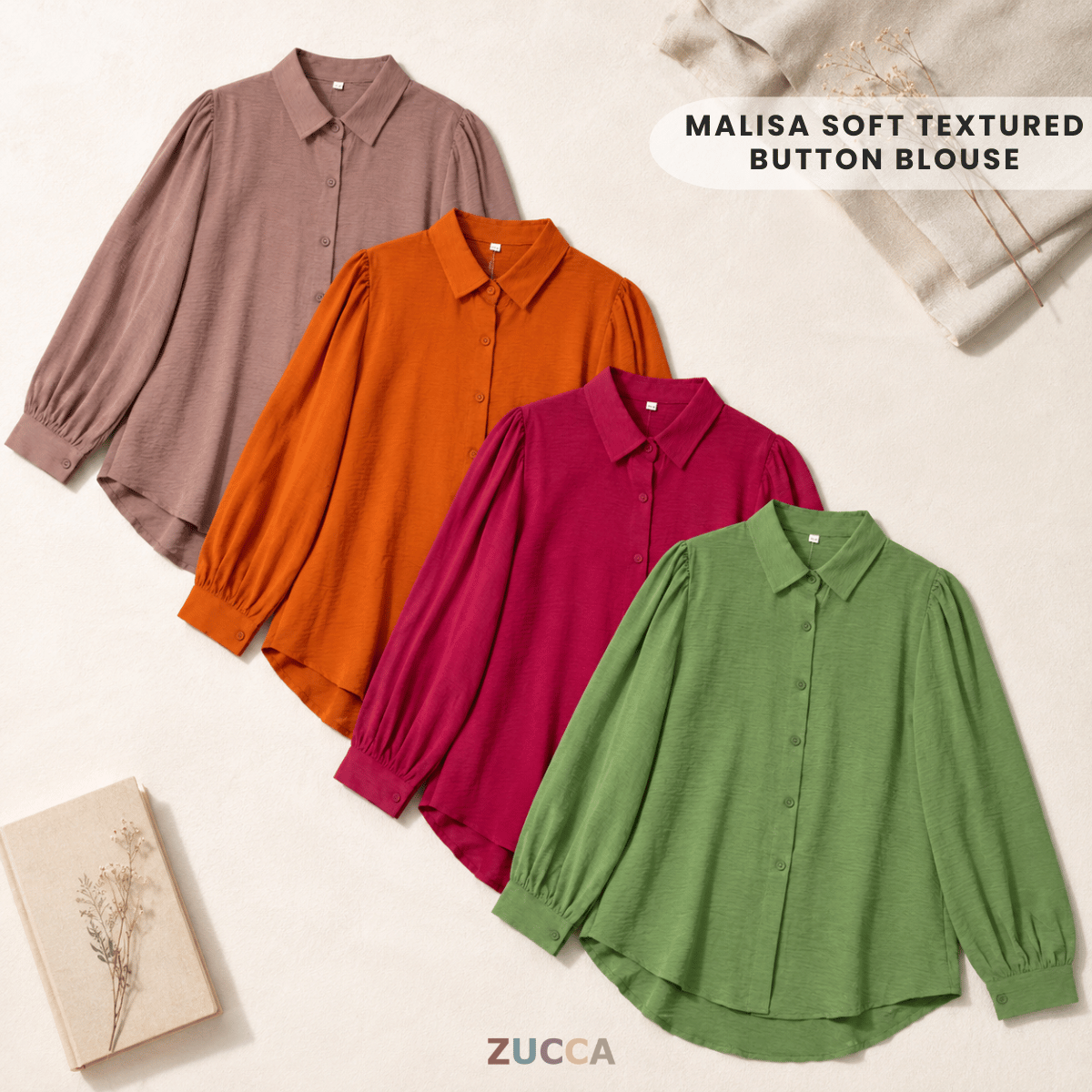 ZUCCA MALISA SOFT TEXTURED BUTTON BLOUSE-GC031(KS408-15B)