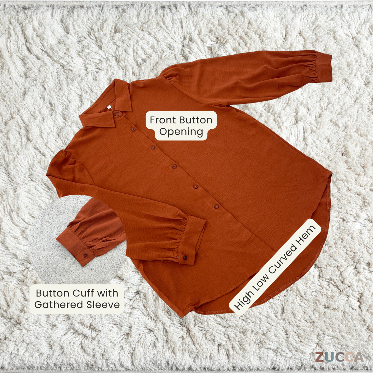 ZUCCA MALISA SOFT TEXTURED BUTTON BLOUSE-GC031(KS408-15B)