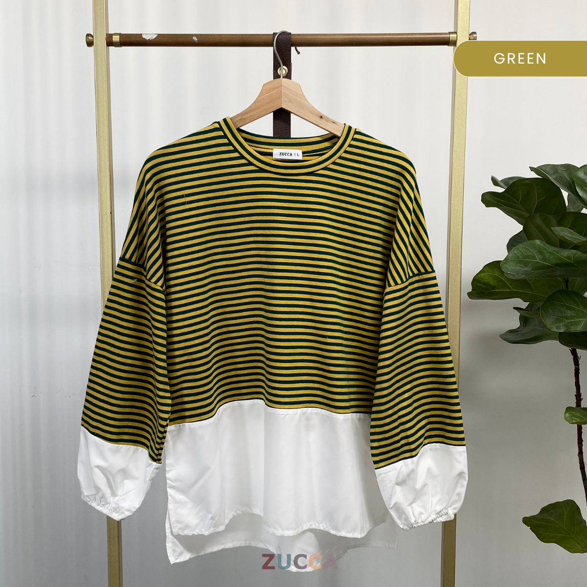 ZUCCA LIANA STRIPED CONTRAST HEM COTTON SHIRT - MA043