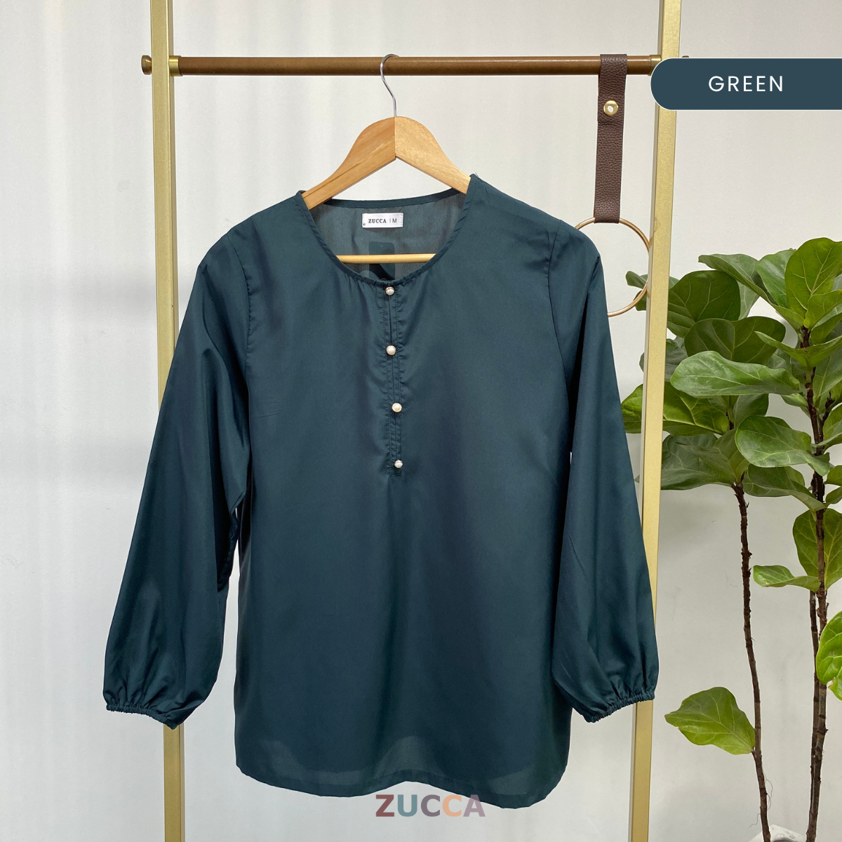 ZUCCA SURAYA PEARL BUTTON SATIN BLOUSE - MA051