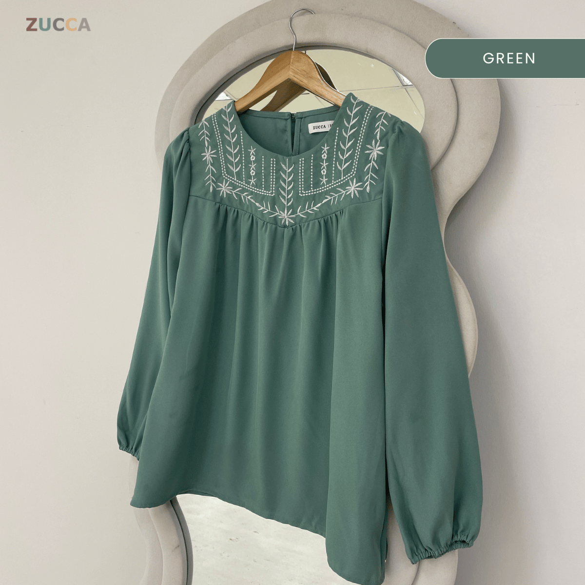 ZUCCA MARLA EMBROIDERED RELAXED MODEST BLOUSE - MA185