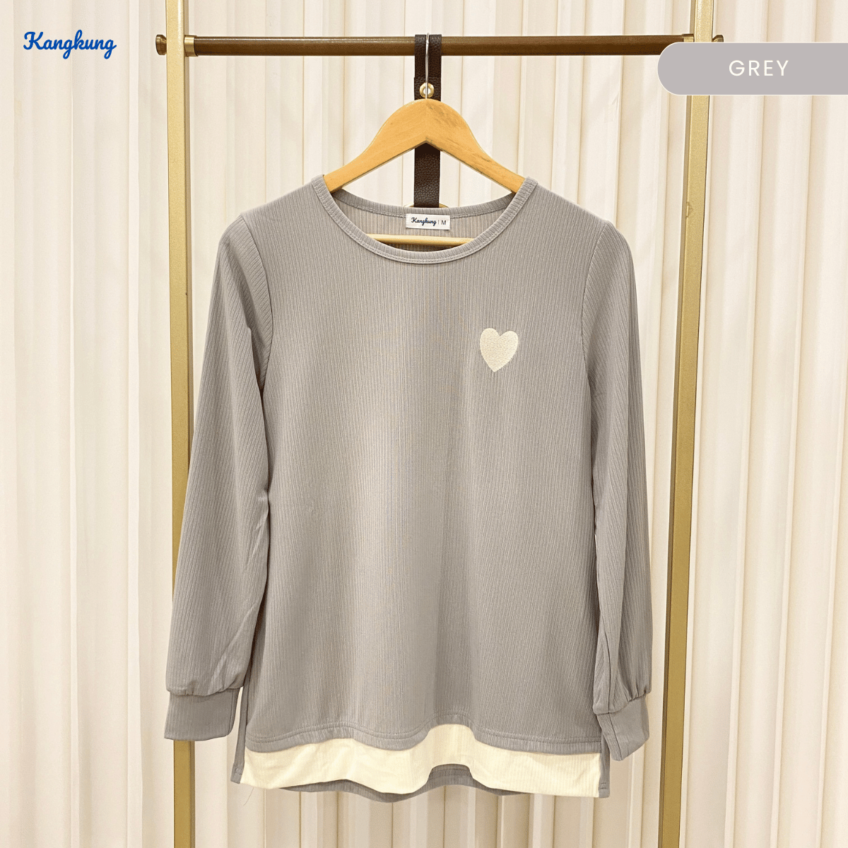 KANGKUNG ILANA BLOUSE RIBBED KASUAL YANG SELESA - KK104