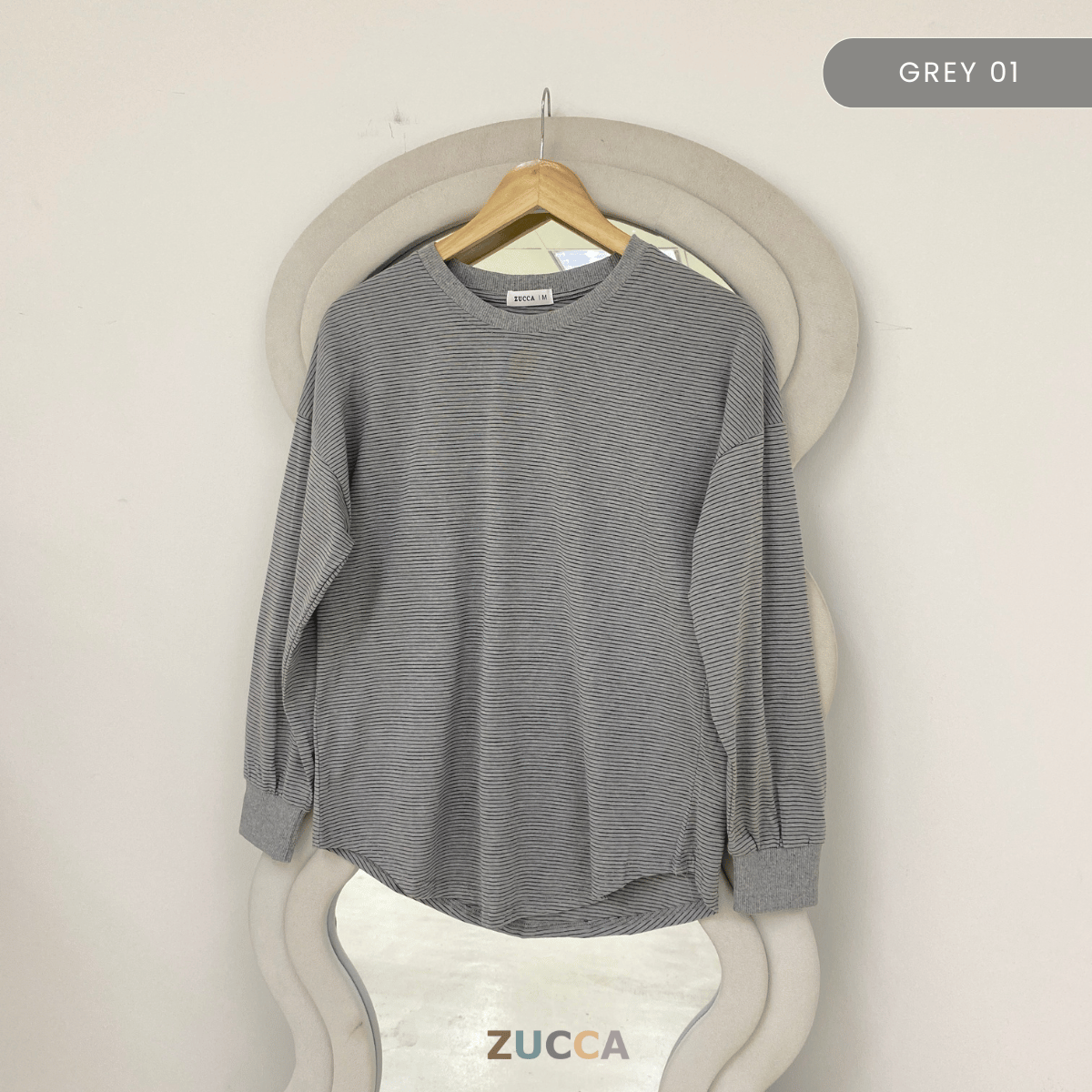 ZUCCA AZUNA CASUAL FINE STRIPE LONG SLEEVE TOP - MA172