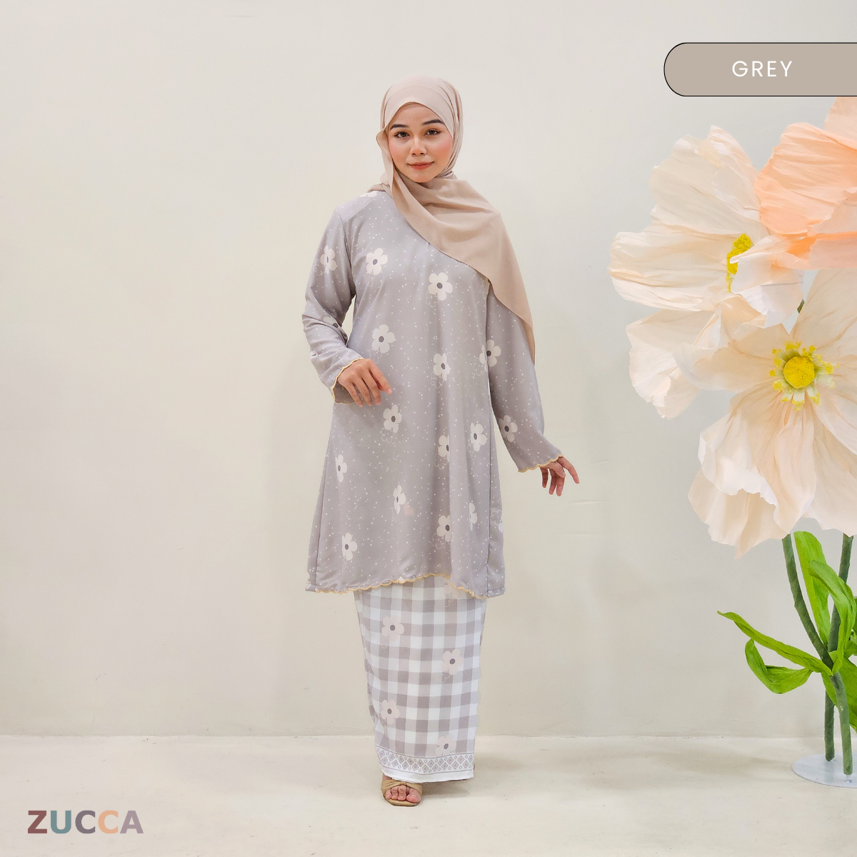 Kurung Camellia Songket Printed Sedondon Ibu Dan Anak - H009