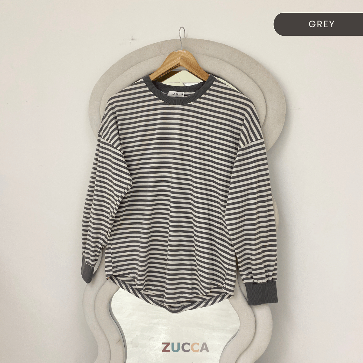 ZUCCA AZUNA CASUAL FINE STRIPE LONG SLEEVE TOP - MA172