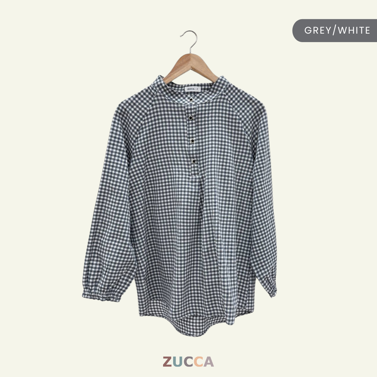 Lily Half Button Gingham Women Blouse - DM149