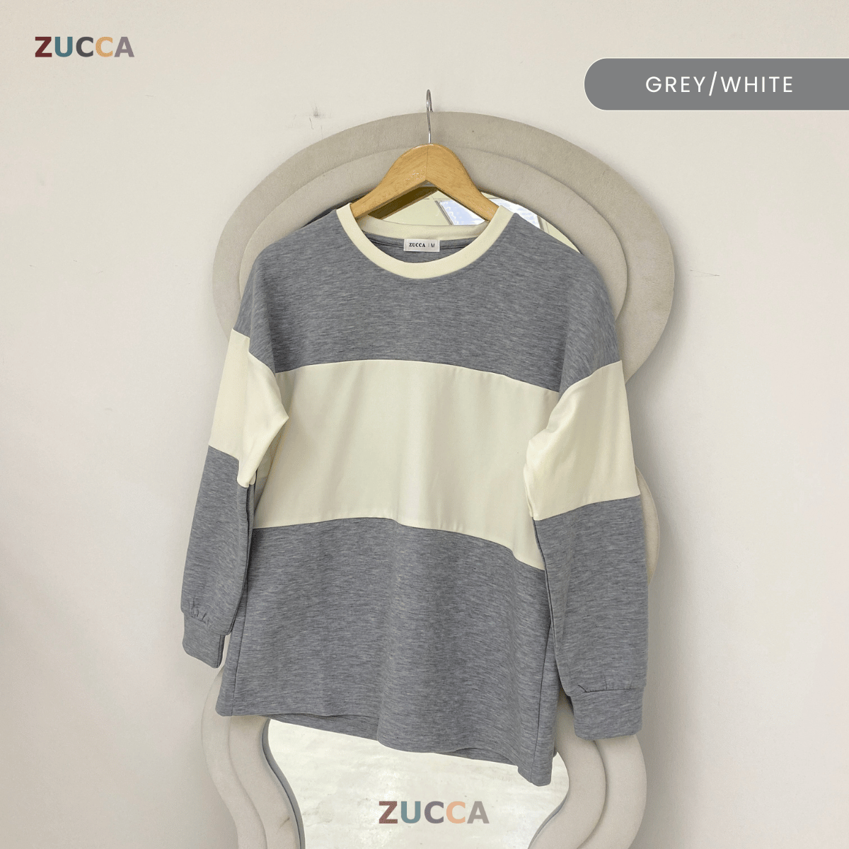 ZUCCA ELINA CASUAL COLOUR BLOCK LONG SLEEVE TOP - MA087