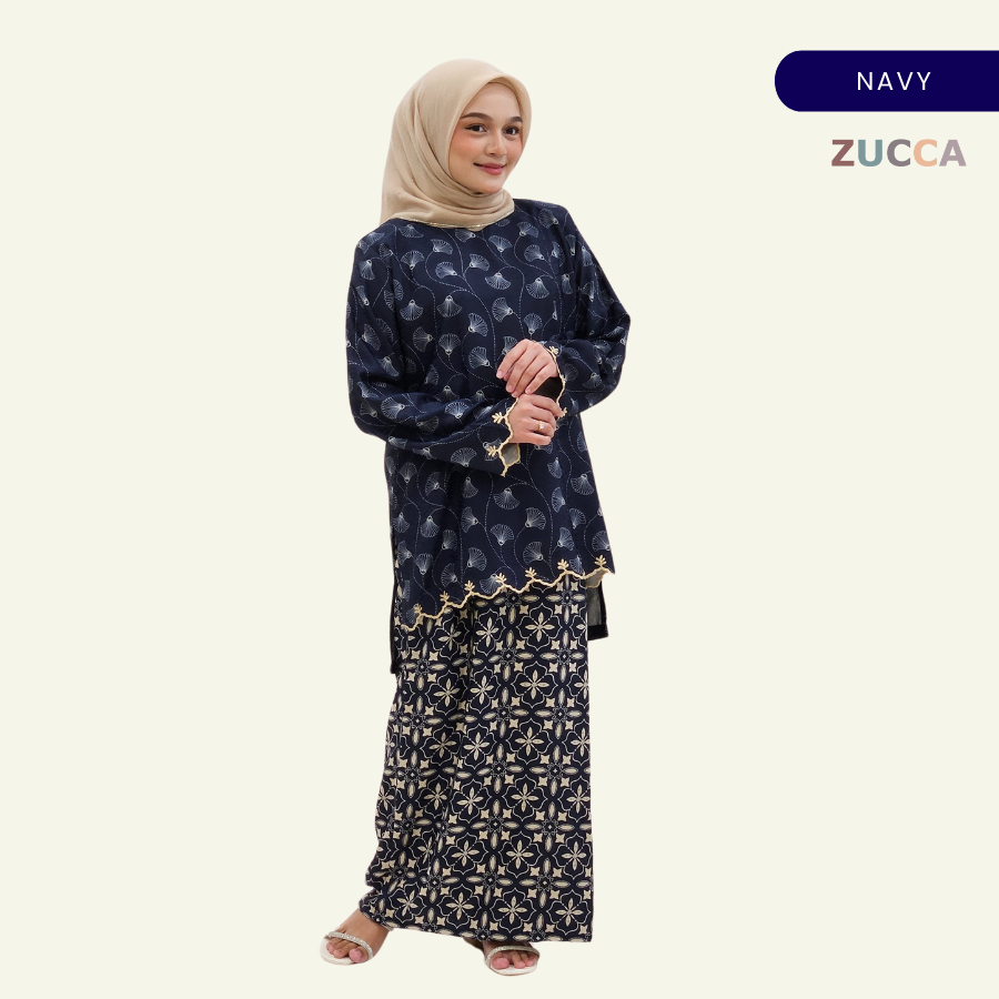 Baju Raya Kurung Hanisah Sulam Floral - H001