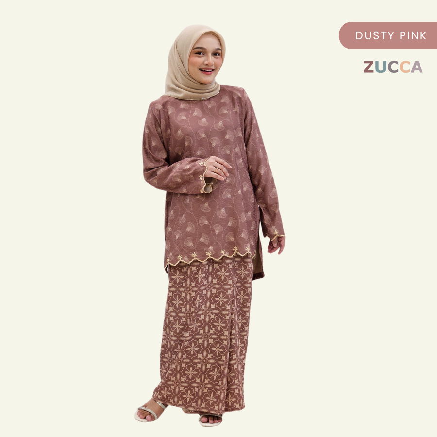 Baju Raya Kurung Hanisah Sulam Floral - H001