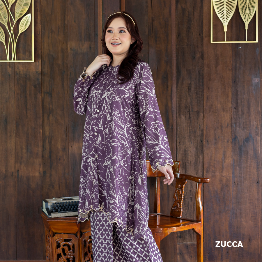 Kamalia Raya Kurung Kebarung Riau Modern Sulam Floral - H002