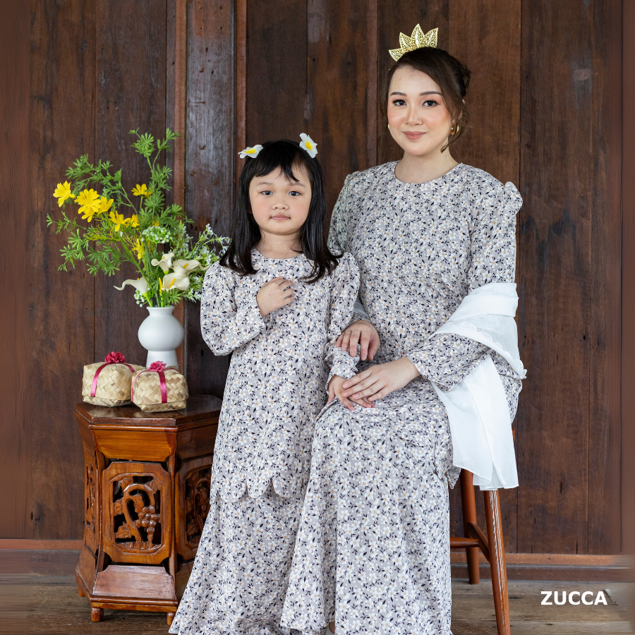 Kurung Afiyah Floral Printed Sedondon Ibu Dan Anak - H004