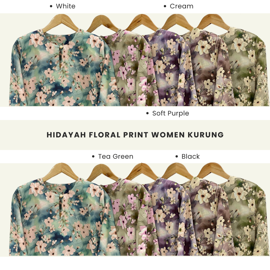 Hidayah Kain Bunga 2D Floral Women Kurung Riau - H006