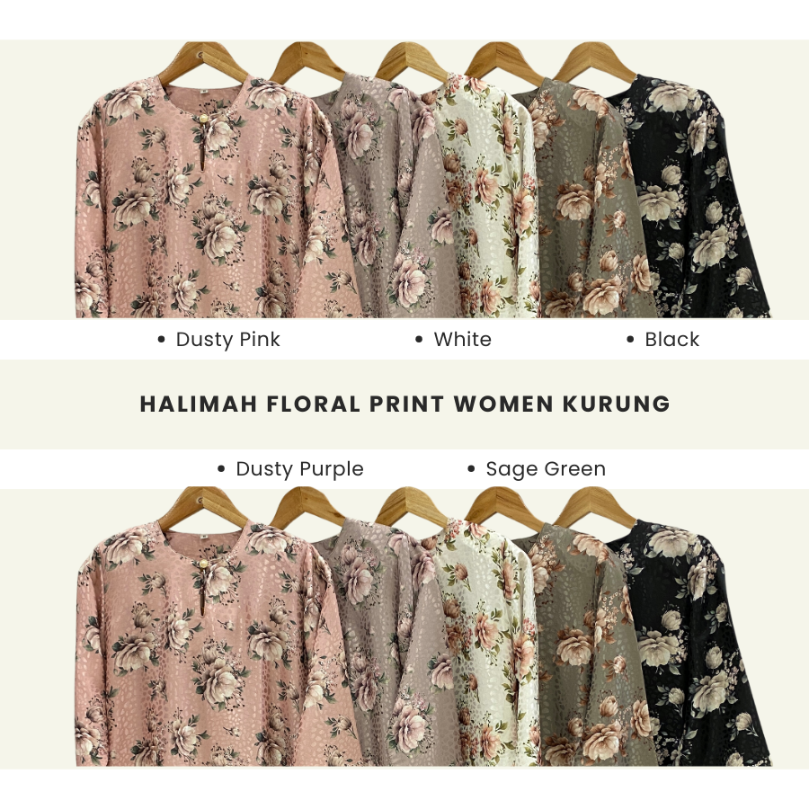 Halimah Kain Bunga 3D Floral Women Kurung Riau - H007