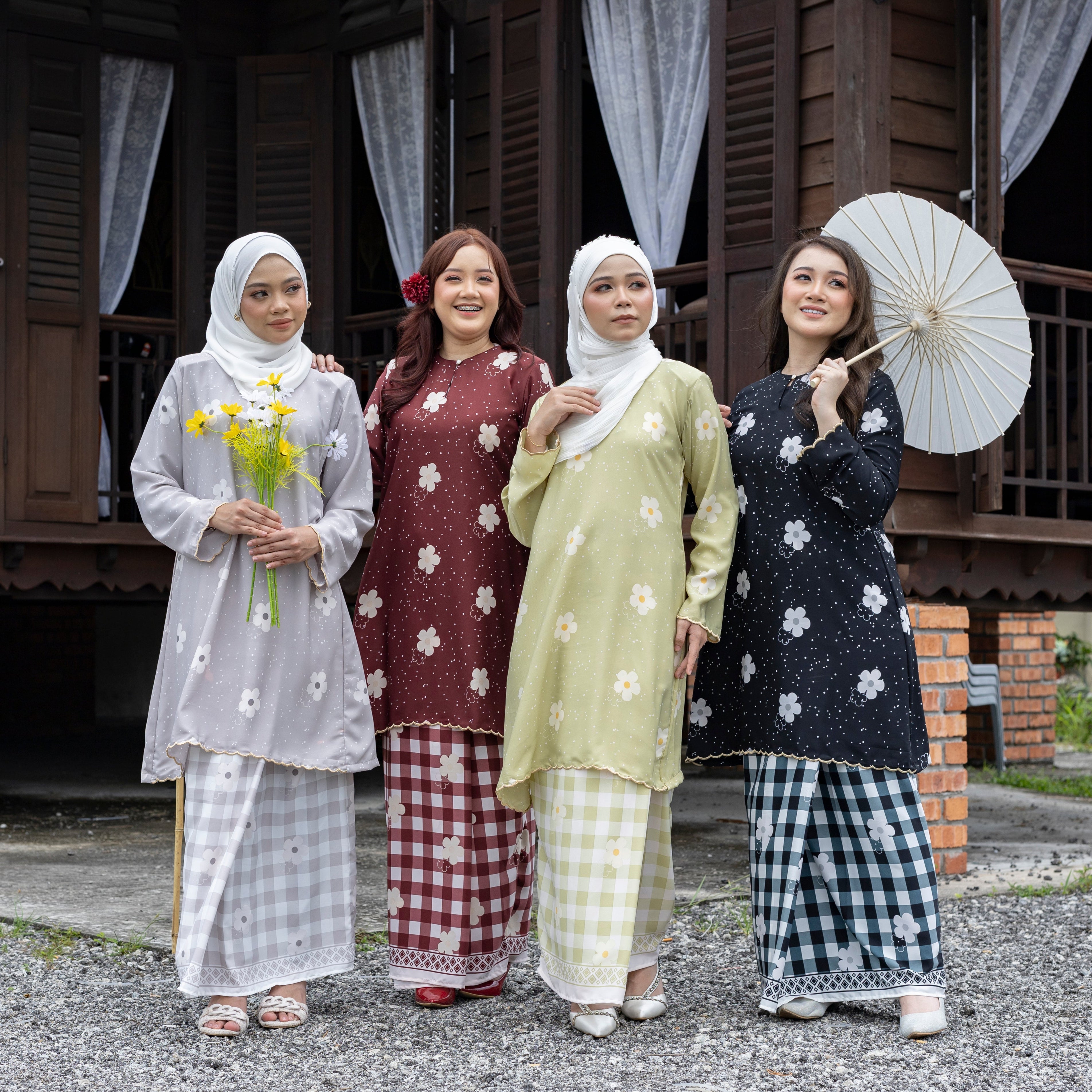 Kurung Camellia Songket Printed Sedondon Ibu Dan Anak - H009