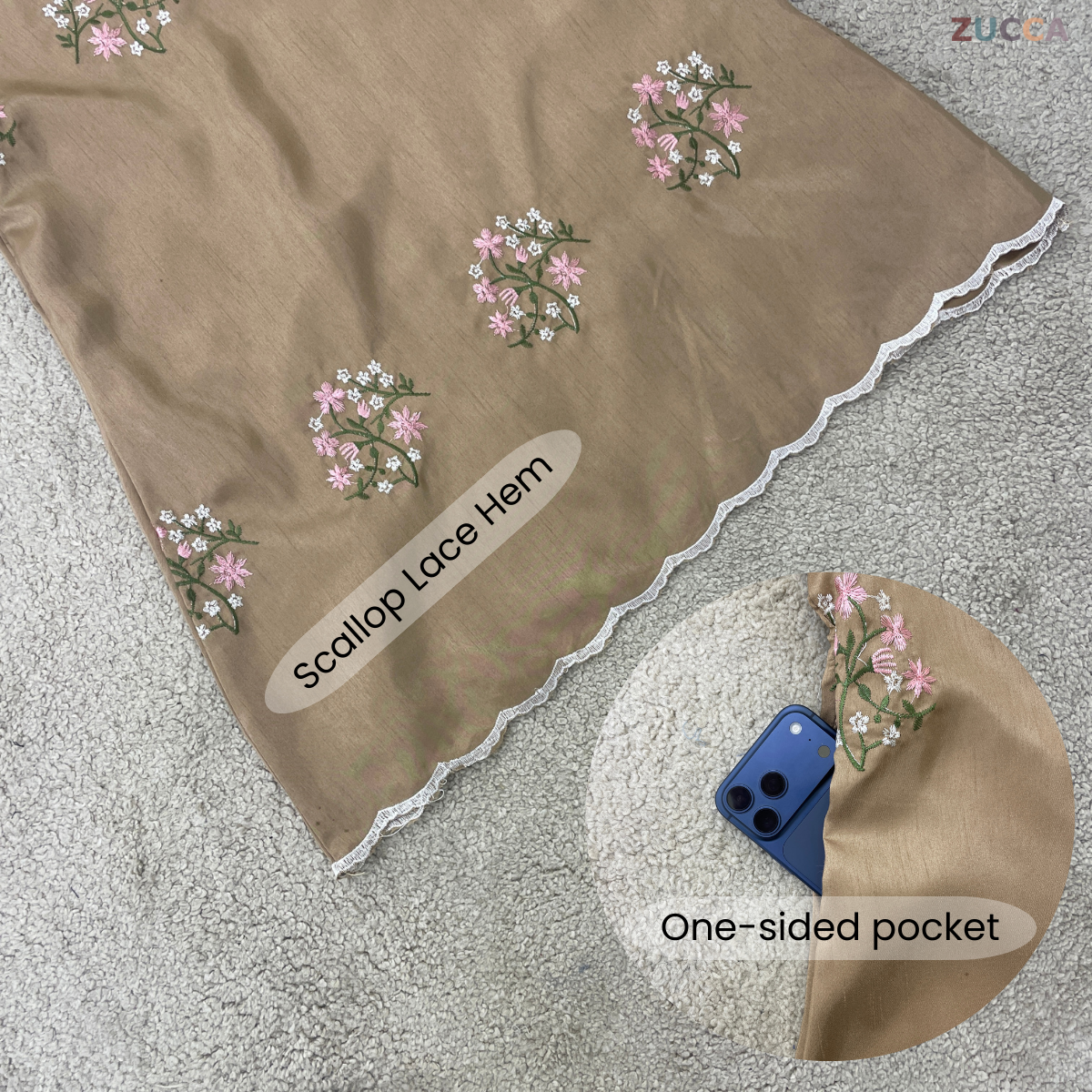 ZUCCA LADASYIA KURUNG EMBROIDERY PERMIUM SHANTOONG SILK - H033