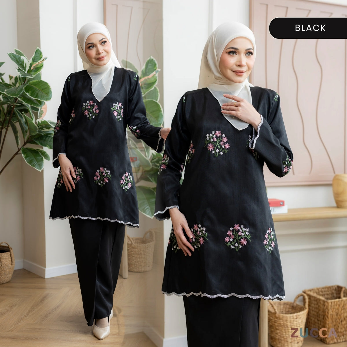 ZUCCA LADASYIA KURUNG EMBROIDERY PERMIUM SHANTOONG SILK - H033