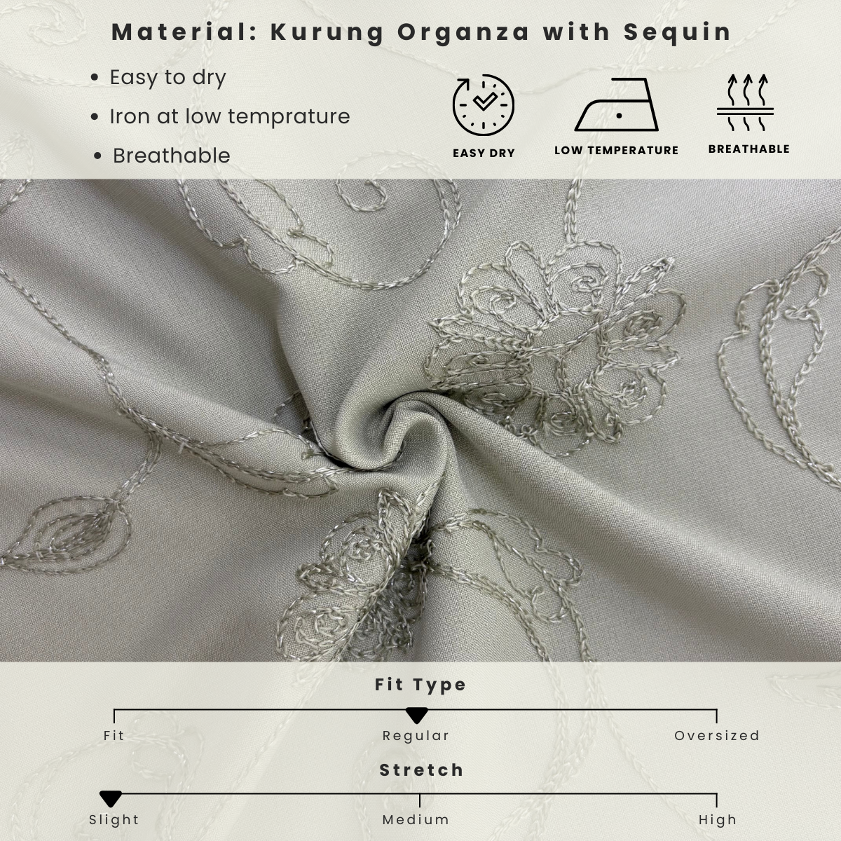 ZUCCA FELISHA KURUNG ORGANZA WITH SEQUIN - H034