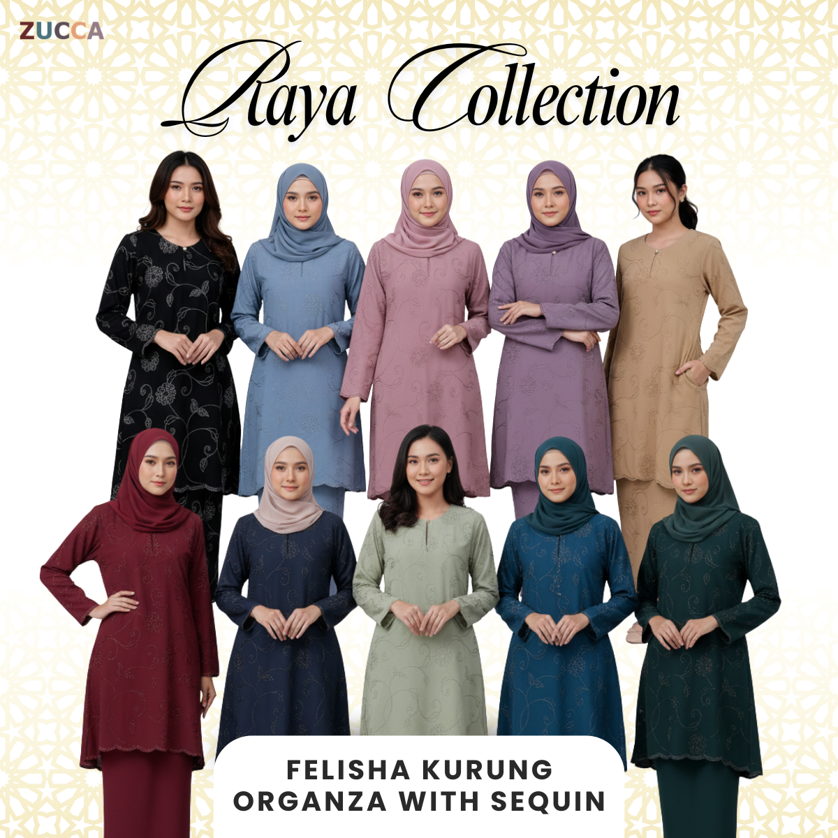 ZUCCA FELISHA KURUNG ORGANZA WITH SEQUIN - H034