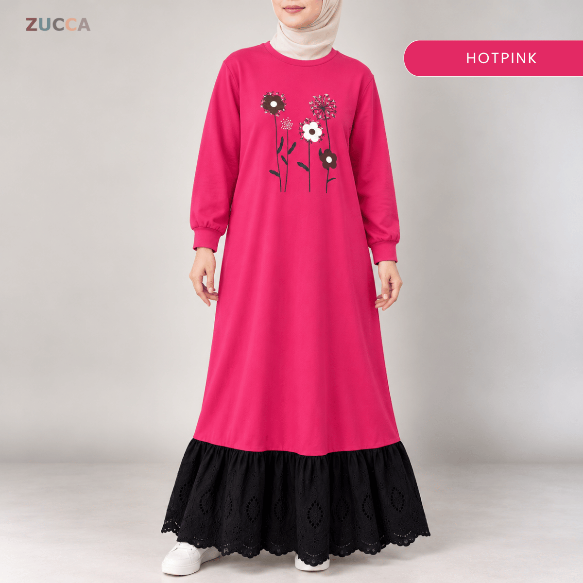 ZUCCA QASEH FLORAL LACE LONG SLEEVE MAXI DRESS  - MA263