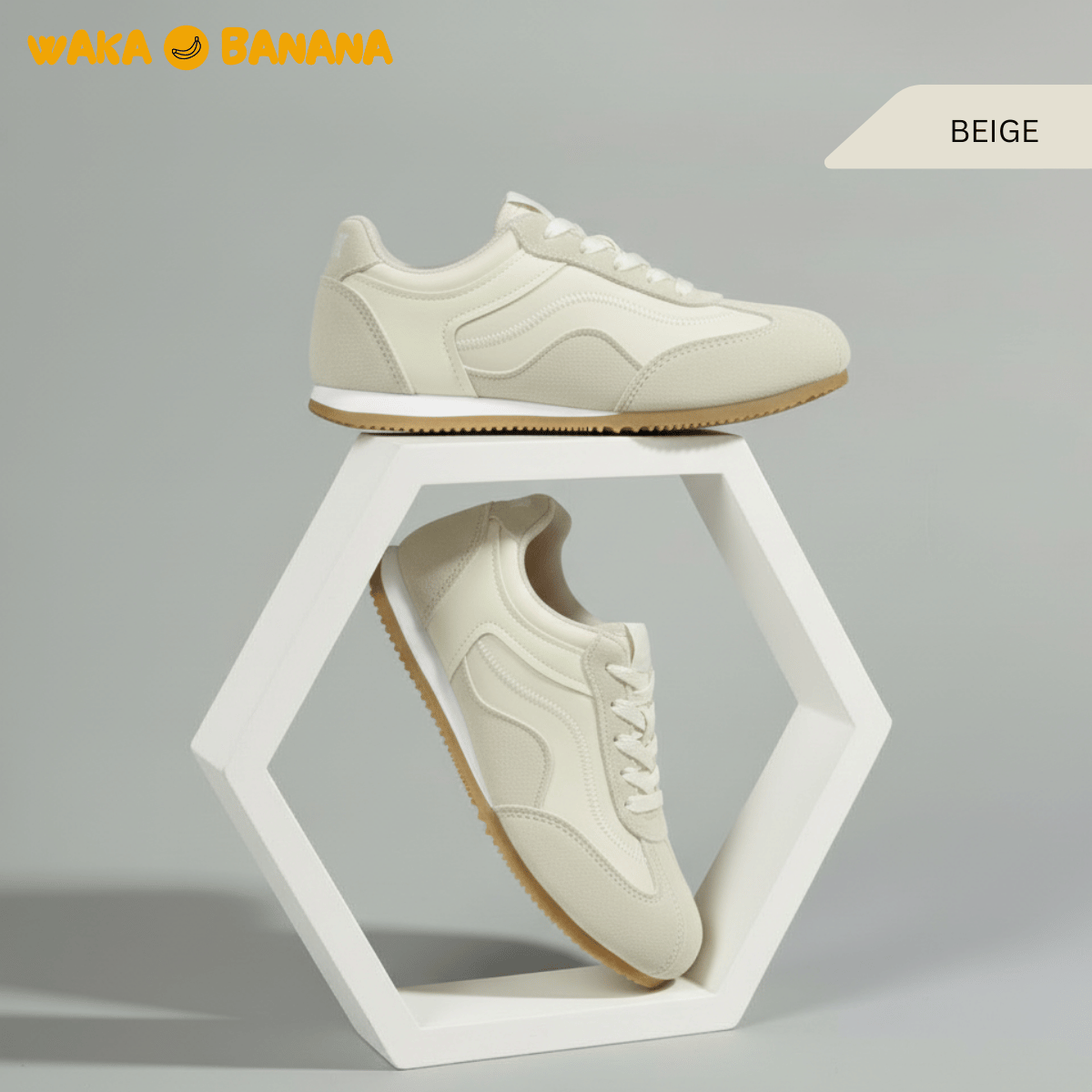 WAKA BANANA WOMEN RETRO MINIMALIST LIFESTYLE SNEAKERS - JQW002