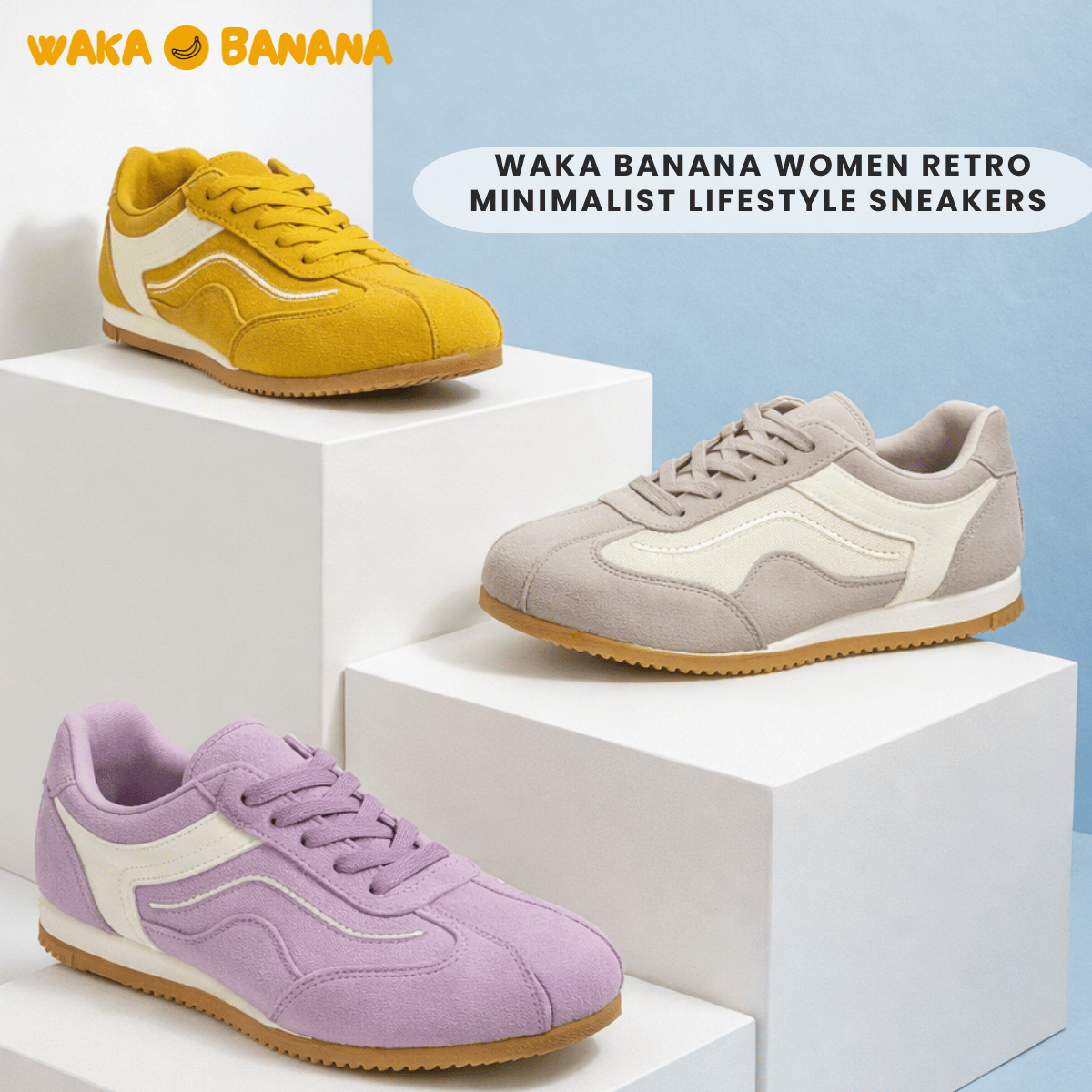 WAKA BANANA WOMEN RETRO MINIMALIST LIFESTYLE SNEAKERS - JQW002