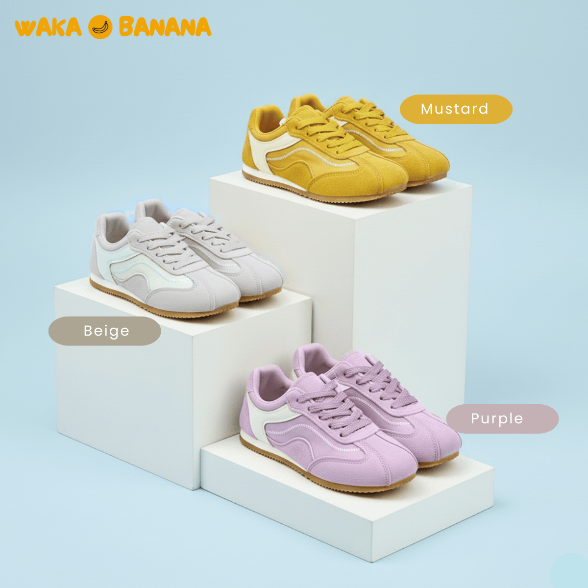 WAKA BANANA WOMEN RETRO MINIMALIST LIFESTYLE SNEAKERS - JQW002