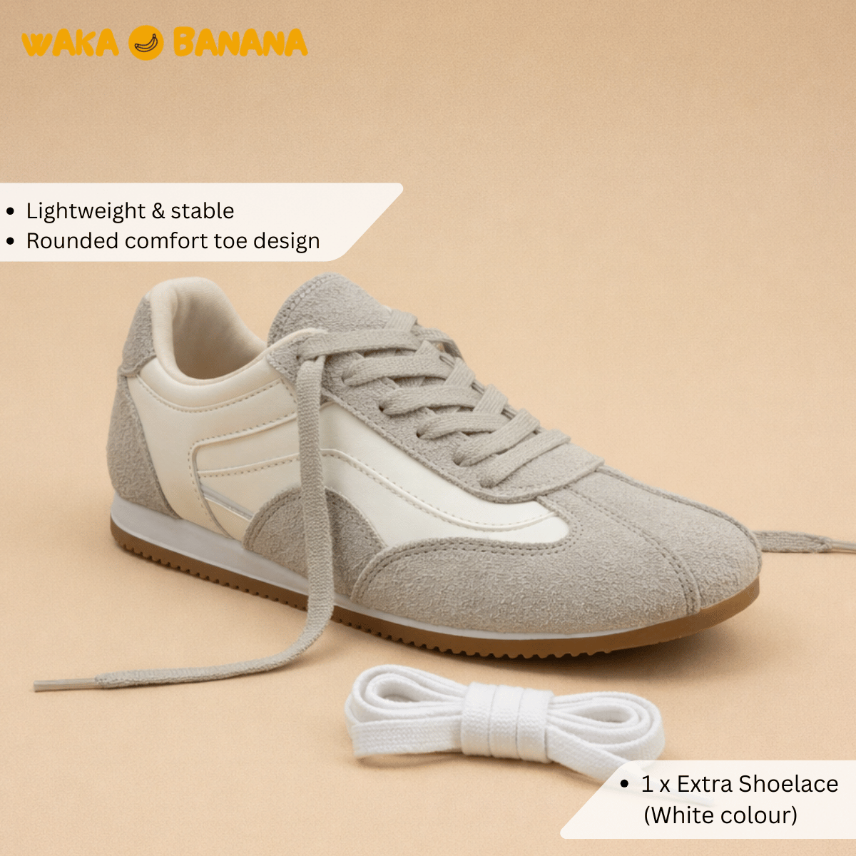 WAKA BANANA WOMEN RETRO MINIMALIST LIFESTYLE SNEAKERS - JQW002