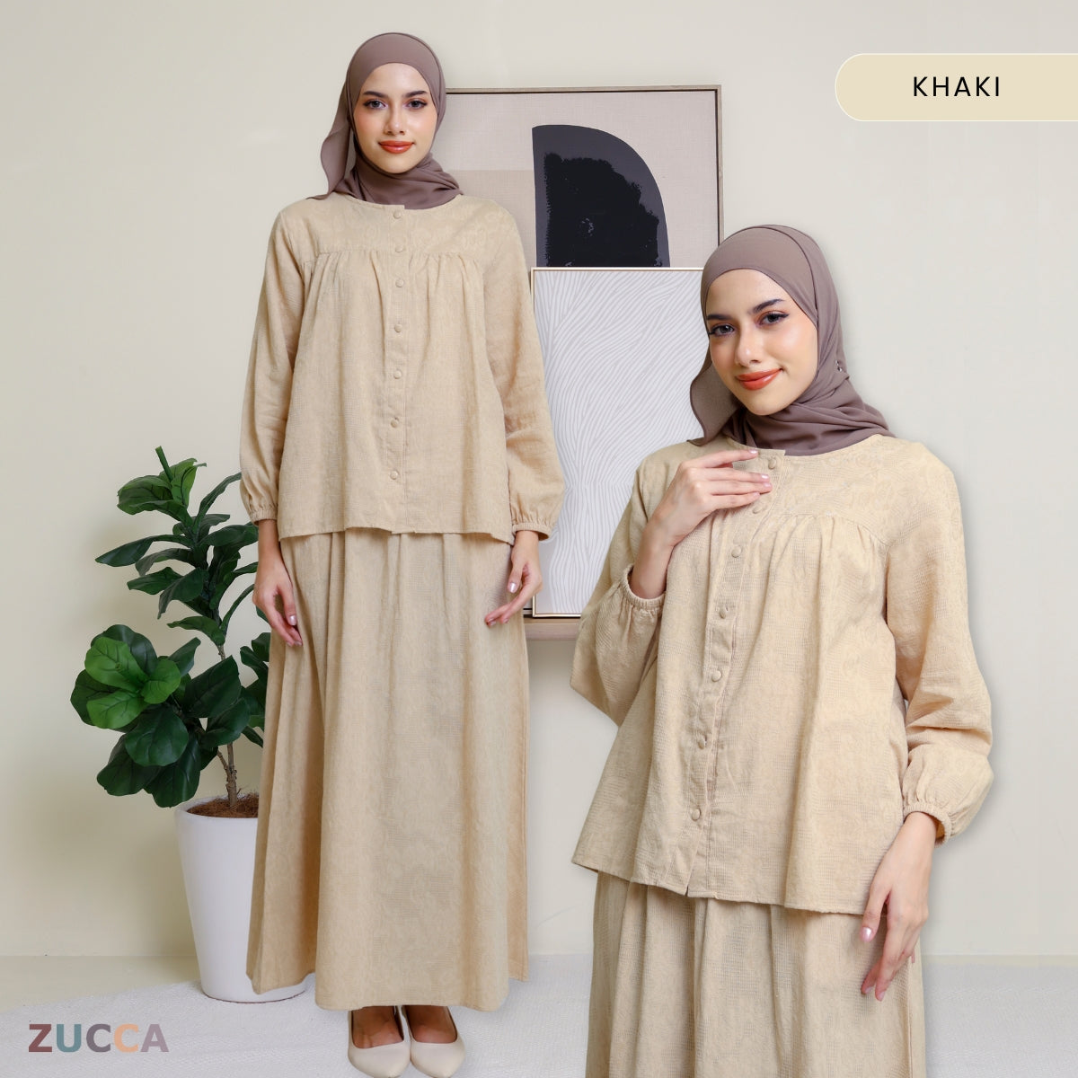 ZUCCA LENA SET BAJU BERBUTANG BERCORAK - DMSET004