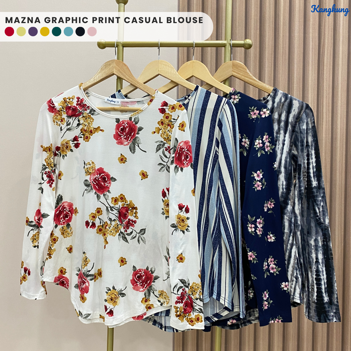 KANGKUNG MAZNA BLOUSE KASUAL WANITA CORAK GRAFIK – KK100