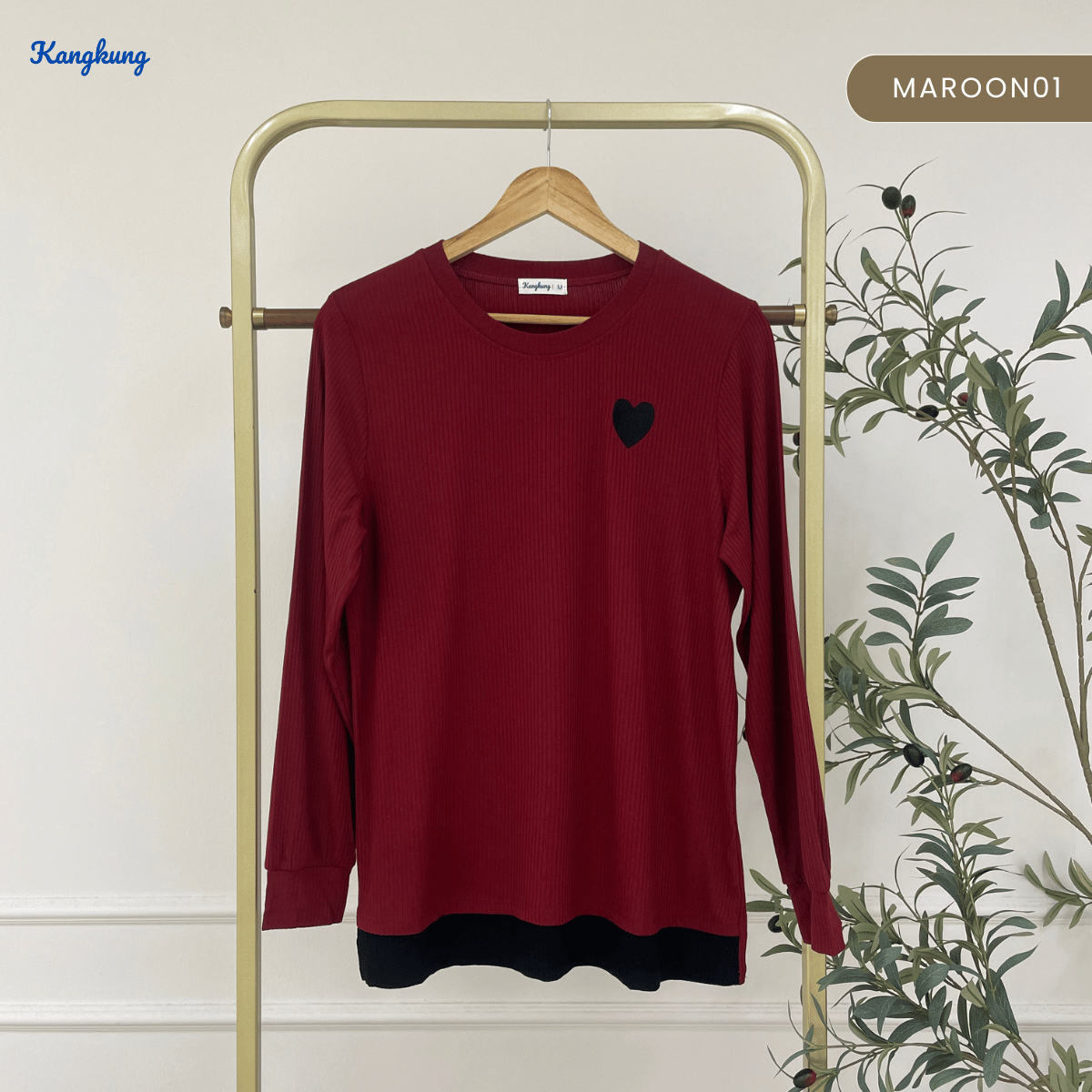 KANGKUNG ILANA BLOUSE RIBBED KASUAL YANG SELESA - KK104