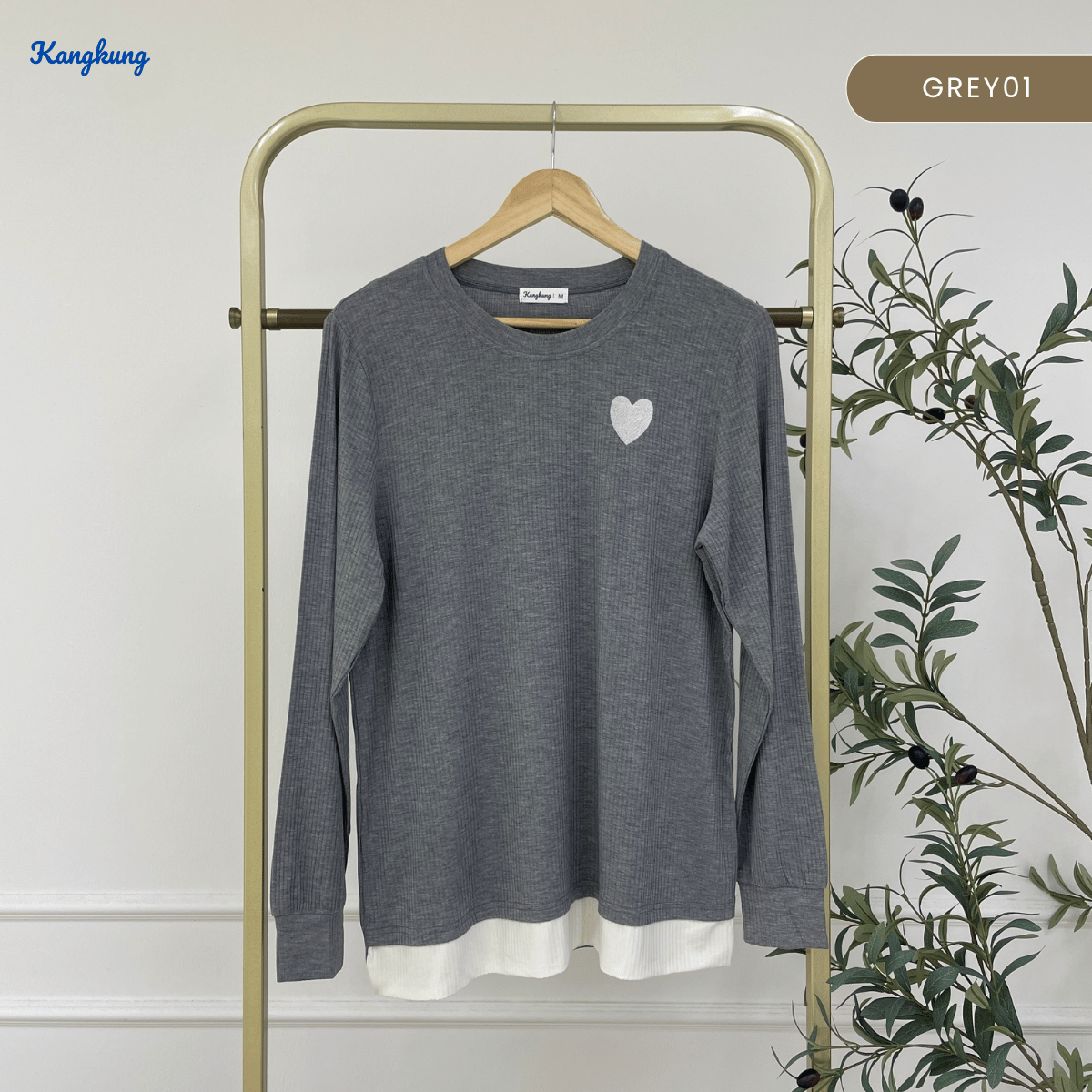 KANGKUNG ILANA BLOUSE RIBBED KASUAL YANG SELESA - KK104