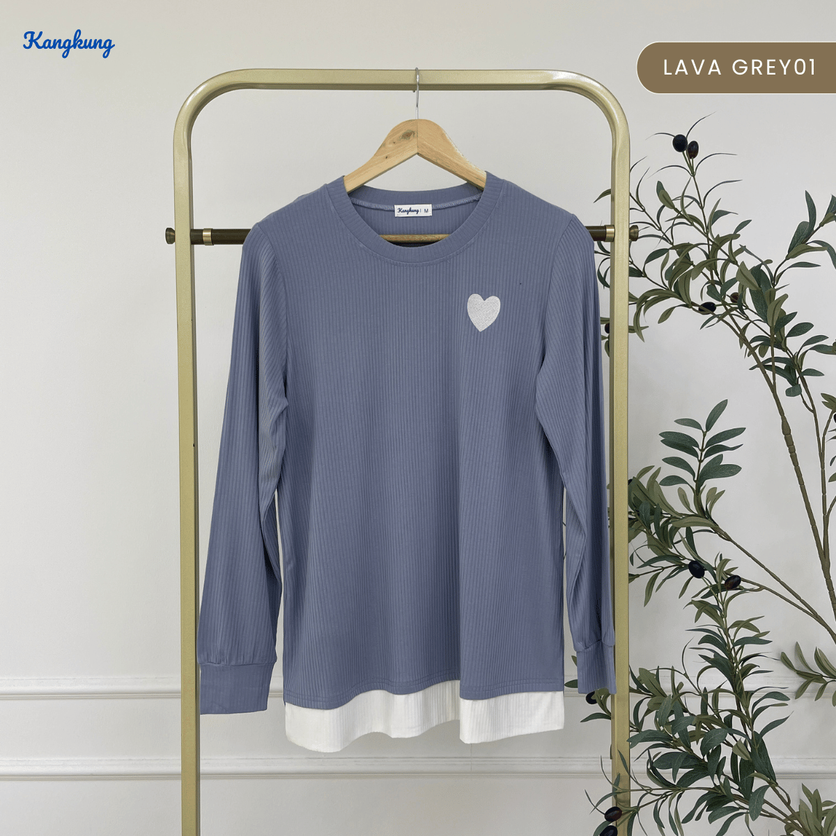 KANGKUNG ILANA BLOUSE RIBBED KASUAL YANG SELESA - KK104