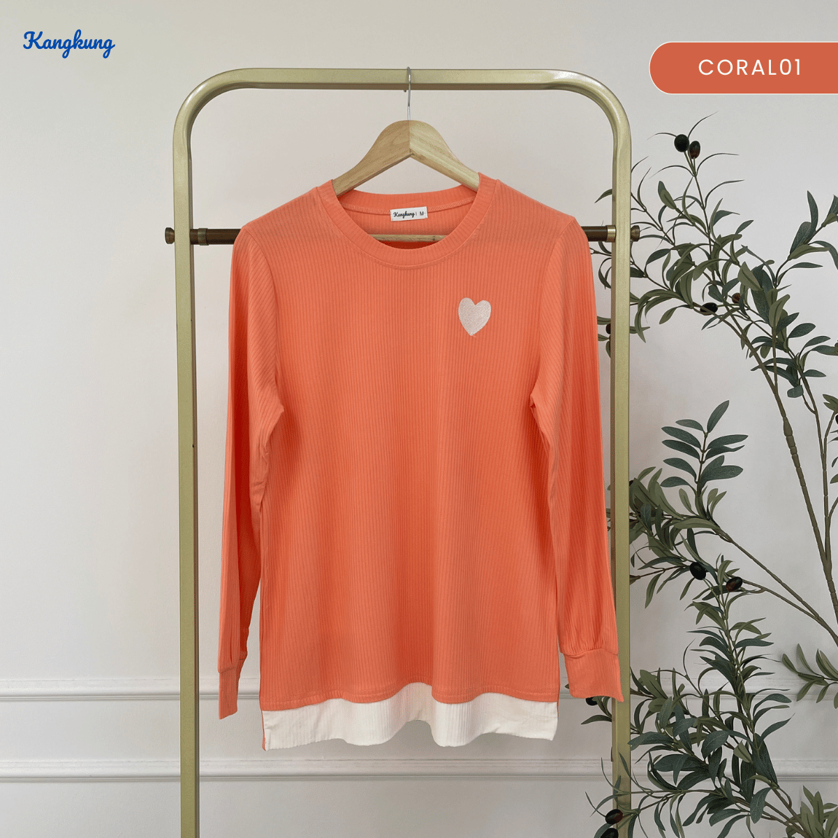 KANGKUNG ILANA BLOUSE RIBBED KASUAL YANG SELESA - KK104