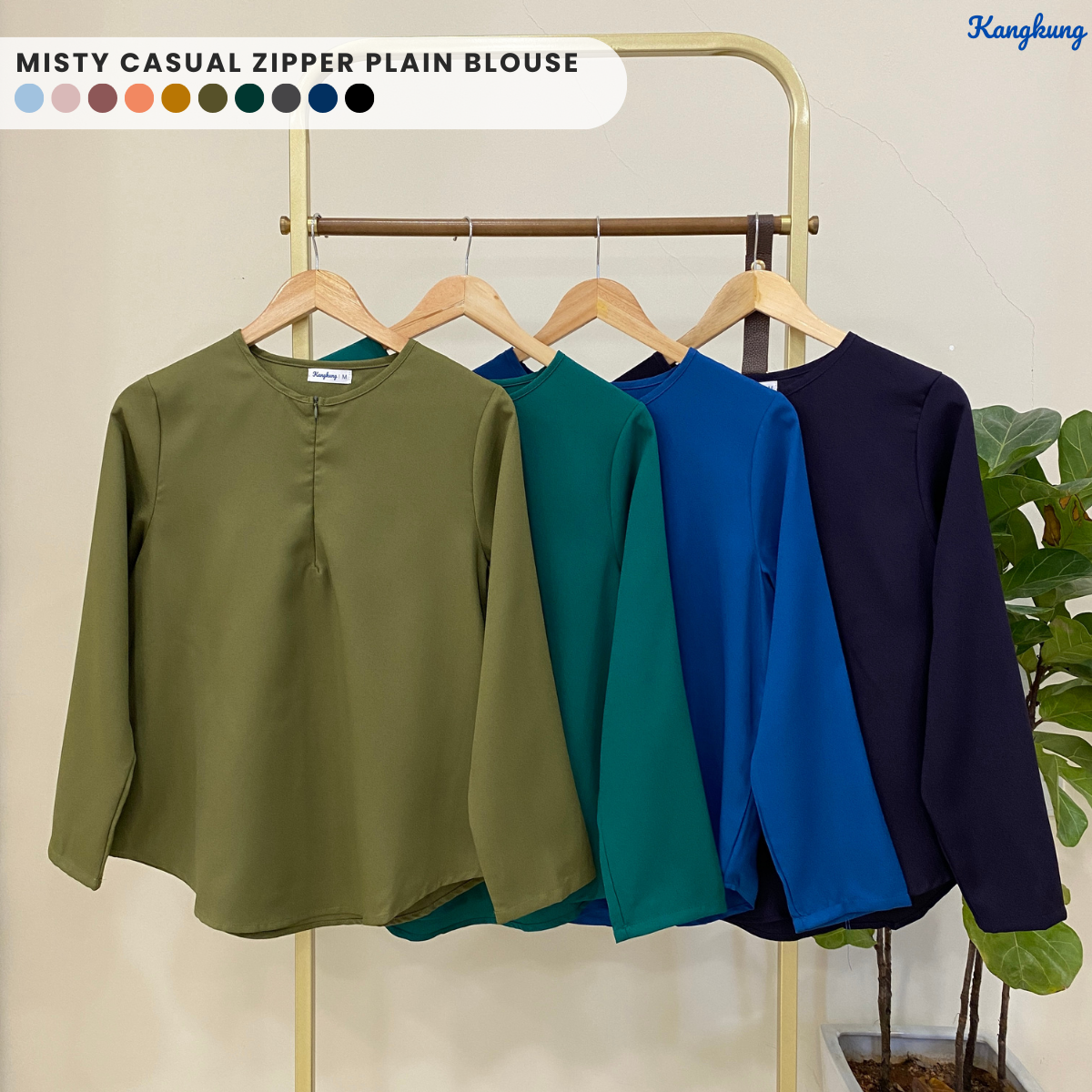 KANGKUNG MISTY BLOUS KASUAL ZIP BERGAYA – KK111