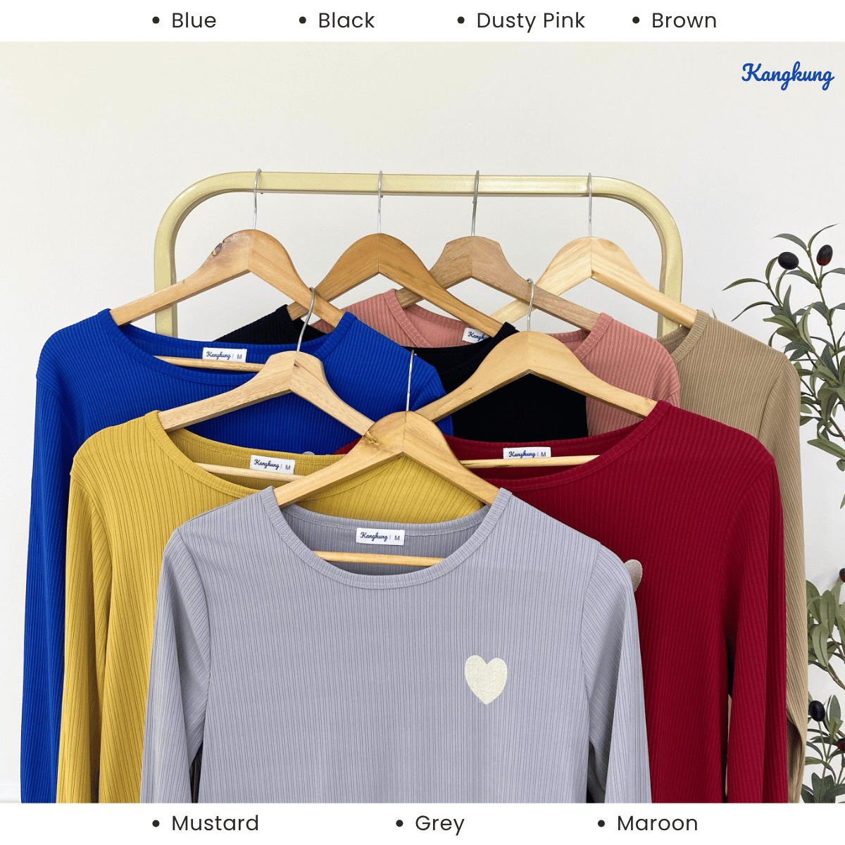 KANGKUNG ILANA BLOUSE RIBBED KASUAL YANG SELESA - KK104